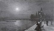 Atkinson Grimshaw Reflections on the Thames Westminster oil painting artist